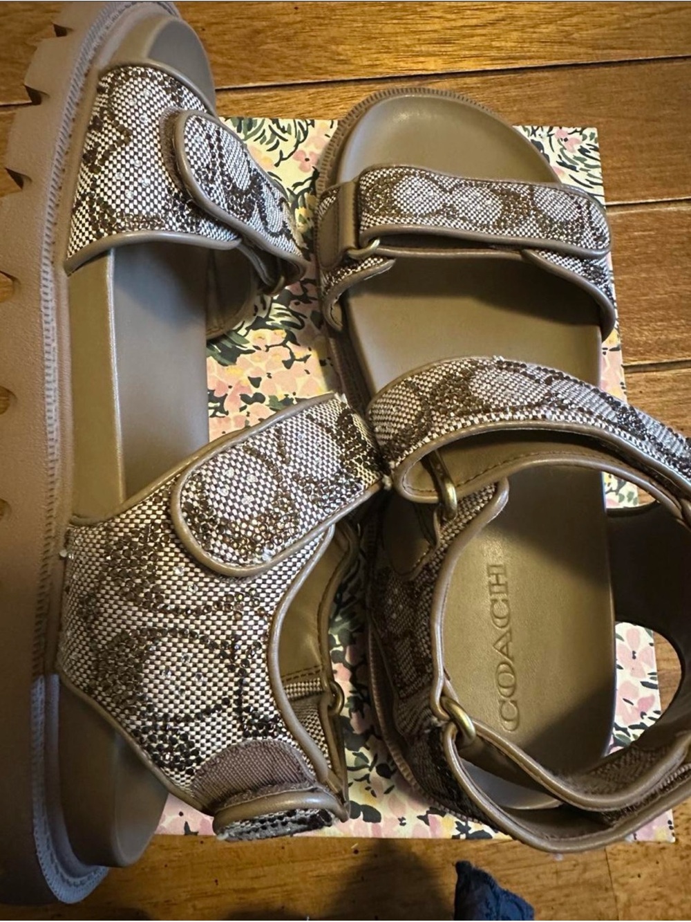 Coach Tan/Brown Signature Canvas Sport Sandals - Picture 3 of 6
